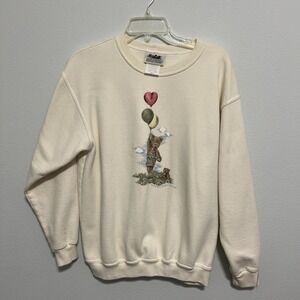 Vintage Sweatshirt Northern Reflections Creme Color Bear With Balloons Med